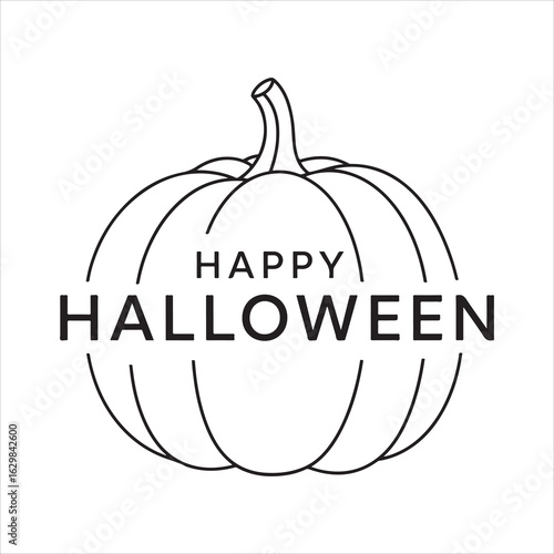 Happy Halloween Themed Pumpkin with Festive Greeting Text