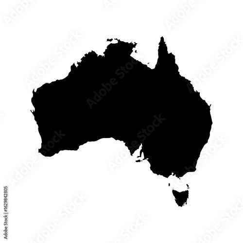 Australia map vector silhouette. Australian map design with isolated background