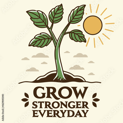 A vibrant green sapling emerges from rich brown soil symbolizing growth new beginnings and nature s renewal in a clean vector illustration