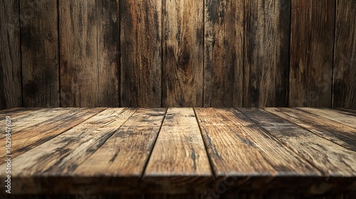 Wooden wall backdrop and floor combination