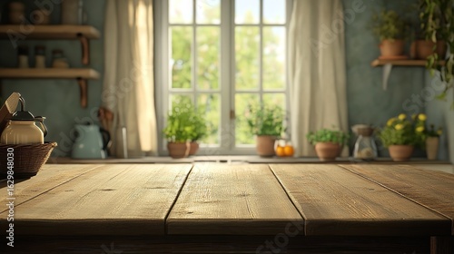 Modern Living Room Interior Design with Wooden Tabletop