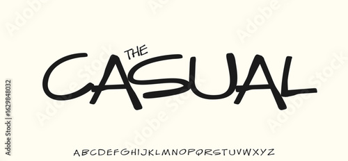 Casual handwritten script alphabet, freestyle sketch font, doodle typeface for rebellious typographic design, graffiti typography, teenage headline, sketch note typographic design. Vector typeset