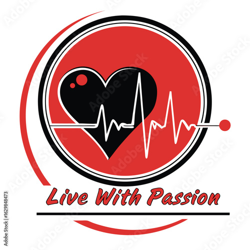 Abstract circular graphic featuring a stylized heartbeat line transitioning smoothly within its perimeter rendered in a vibrant spectrum of colors