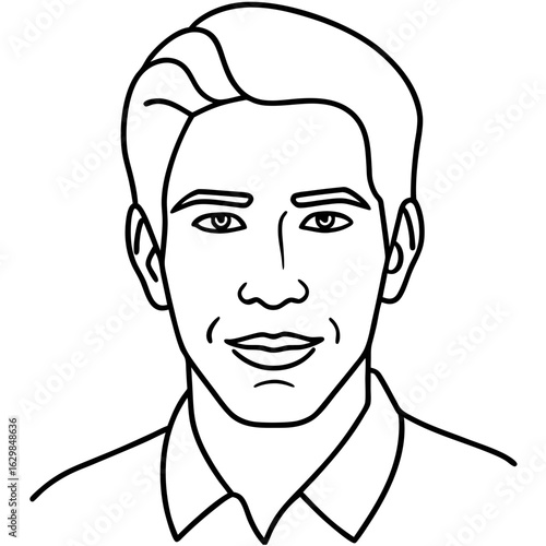 Wallpaper Mural Minimalist line portrait of a smiling man on a white background line art drawing Torontodigital.ca