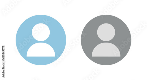 Vector illustration of illustration of two user profile icons, one blue and one gray, isolated on white background