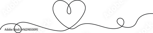 Vector art of simple continuous line drawing of a heart isolated on white background
