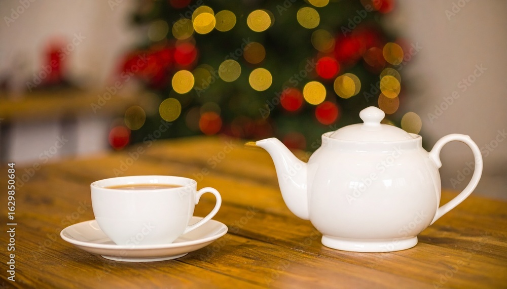 Fototapeta premium White Ceramic Teapot and Cup