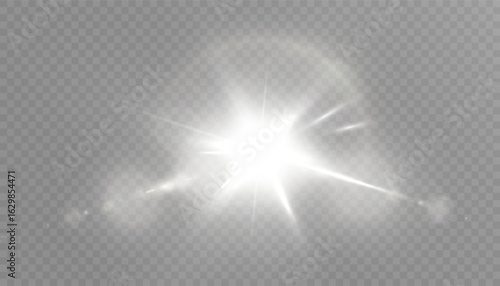 Abstract sun flare, translucent glow with special light effect. Vector blur in glowing glare for web design and illustrations.