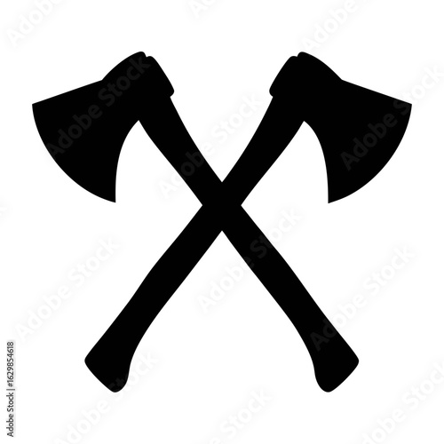 Crossed axes vector illustration for lumberjack logo design and woodworking icon concept idea