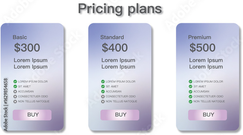 website price table concept