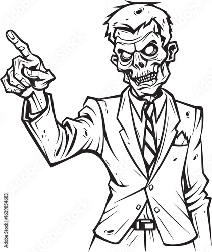 Undead Creature Pointing the Way Vector Black Logo Icon One Arm Pointing Ghoul Black Vector Design Logo