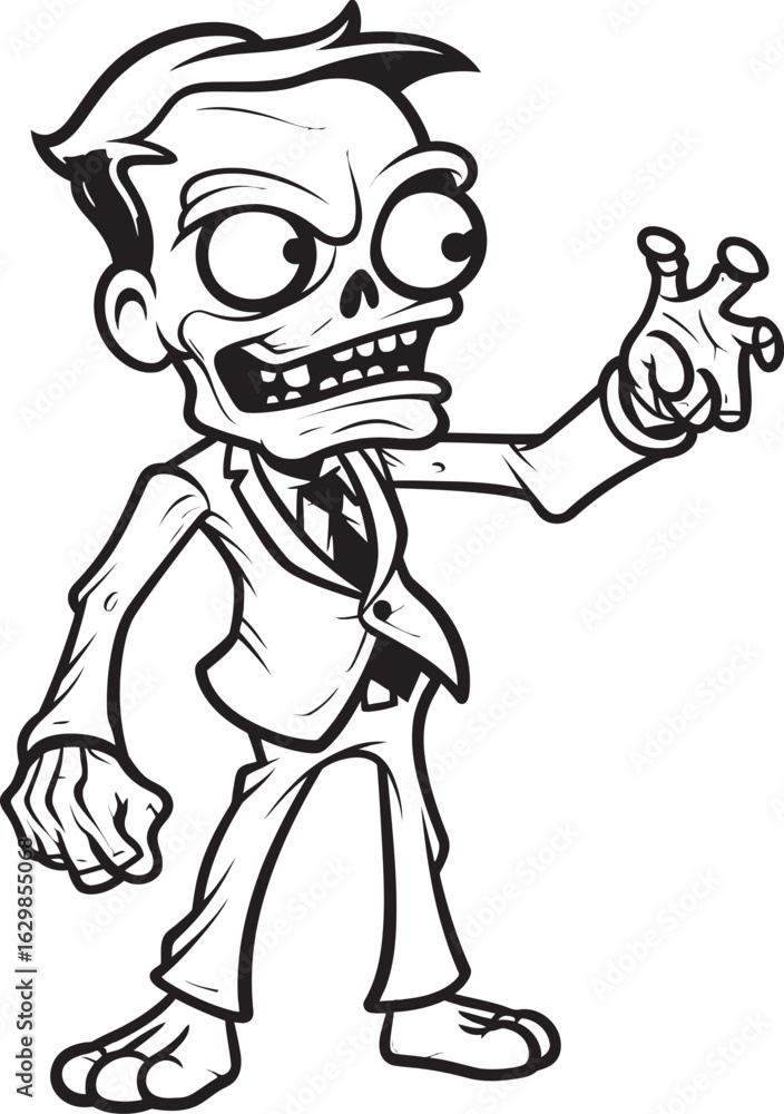 Fototapeta premium Zombie Pointing at Viewer Vector Black Design Standing Deadman Pointing in One Direction Black Vector Logo