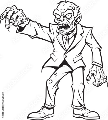 Wallpaper Mural One Handed Zombie Staring and Pointing Vector Black Design Standing Ghoul with Creepy Finger Point Black Vector Logo Torontodigital.ca