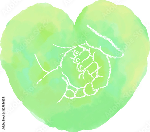 This is an illustration of a parent and baby's hands that can be used for images such as obstetrics and gynecology and pediatrics.