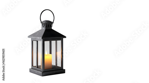 Wallpaper Mural Black metal lantern with candle glowing inside, isolated on white Torontodigital.ca