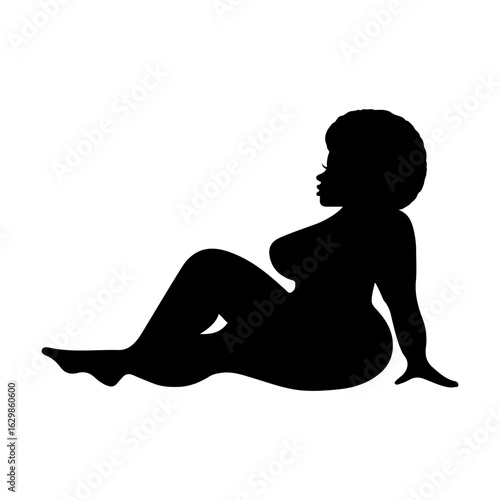 Afro thick black woman svg cut file. Isolated vector illustration.