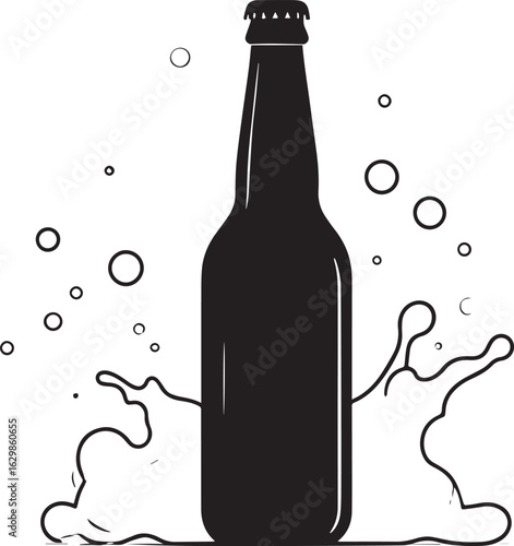 multiple beer bottle silhouette vector, wine bottle on white background