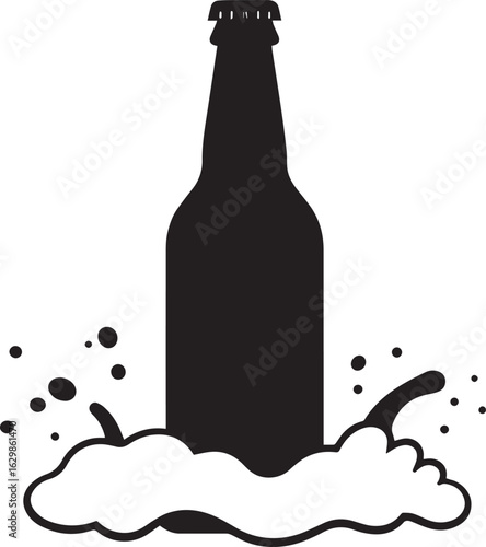 multiple beer bottle silhouette vector, wine bottle on white background