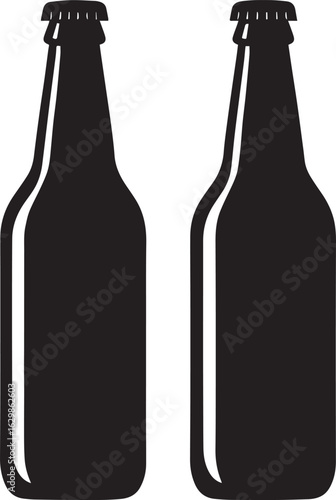 multiple beer bottles silhouette vector, set of various wine bottles on white background