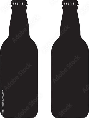 multiple beer bottle silhouette vector, wine bottle on white background