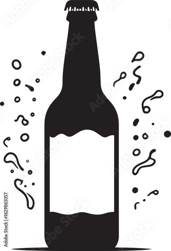 multiple beer bottle silhouette vector, wine bottle on white background