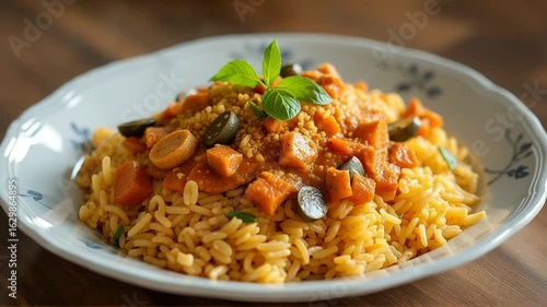  Arroz con Gandules served authentically on a plate
