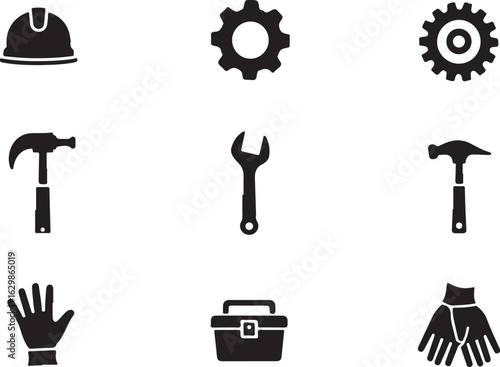 Essential tools icons for construction and repair projects