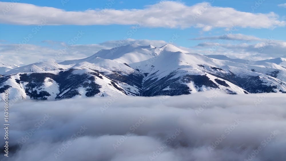 Fototapeta premium Patagonia Time Lapse In El Calafate Santa Cruz Argentina. Breathtaking Aerial View Of Time Lapse Drone Footage. Nature Travel Destinations Snow Covered Forest Trees. Nature Sky Patagonia Aerial View.
