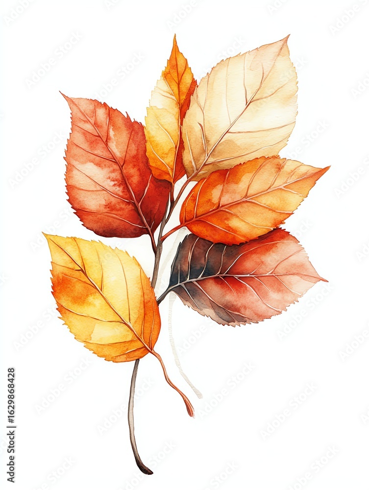 Fototapeta premium Hand paints autumn leaves in watercolor Fall art