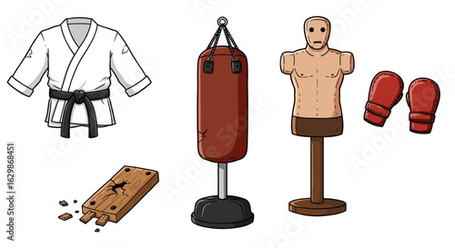 Martial Arts Training Gear: A Collection of Fighting Equipment and Accessories