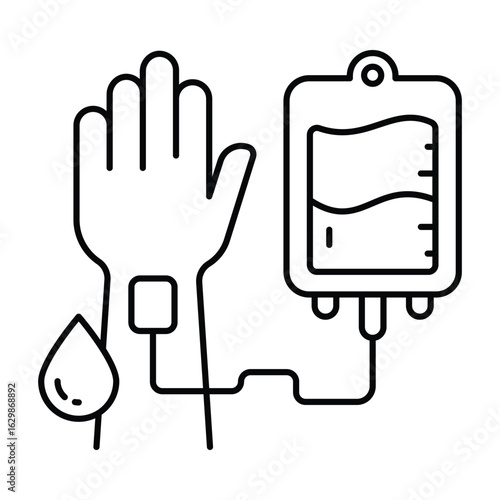 Blood Donor  Vector outline illustration style icon. EPS 10 file