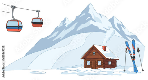 Cozy Cabin Retreat Amidst Snow-Capped Peaks with Gondola Lift
