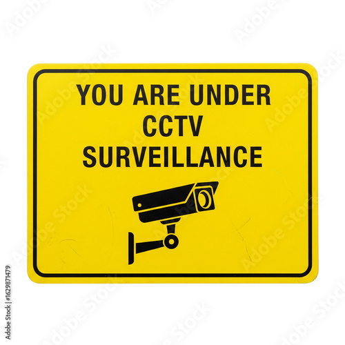 You are under CCTV surveillance sign isolated on a transparent background 