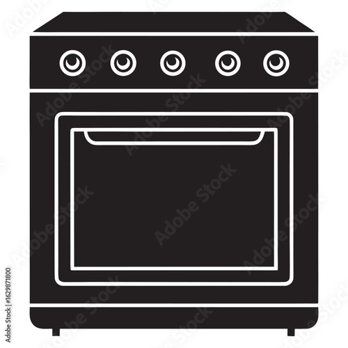 Modern electric oven silhouette icon for kitchen appliance and cooking themes