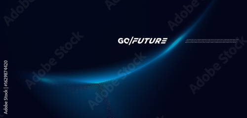 Futuristic abstract blue wave background with glowing lines, modern digital design for technology, artificial intelligence, innovation, data flow, cyber network, virtual reality and business themes