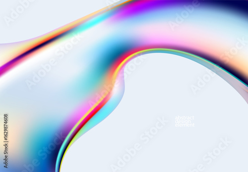 Abstract background of glass iridescent blob. Colorful liquid vector wallpaper.