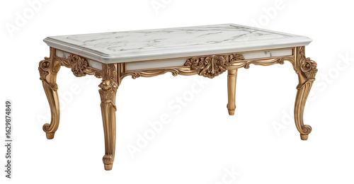 Plakat marble coffee table on transparent background, cutout