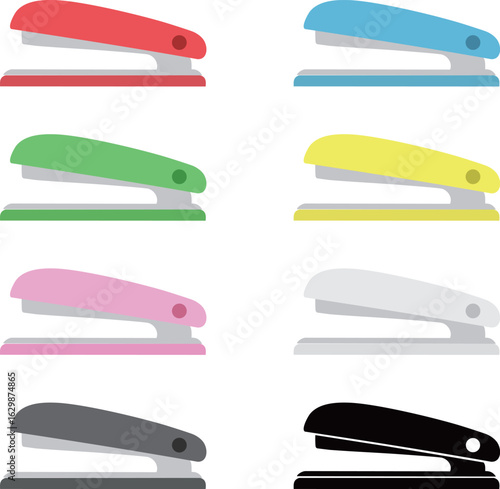 ホッチキス　ステープラー　アイコン　セット