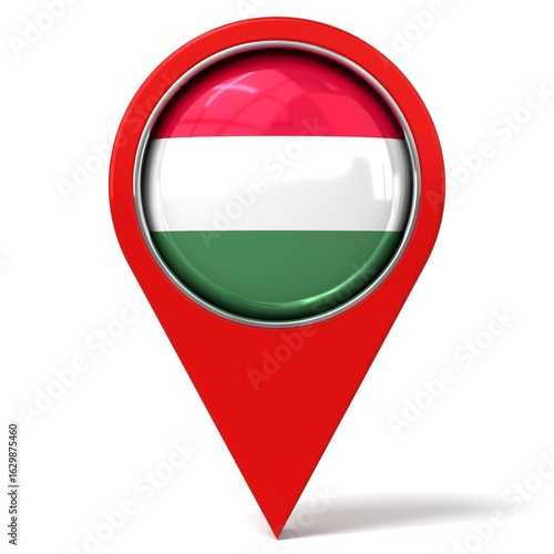 Free Download Hungary - location pin with flag - 3D illustration - GFXLoad