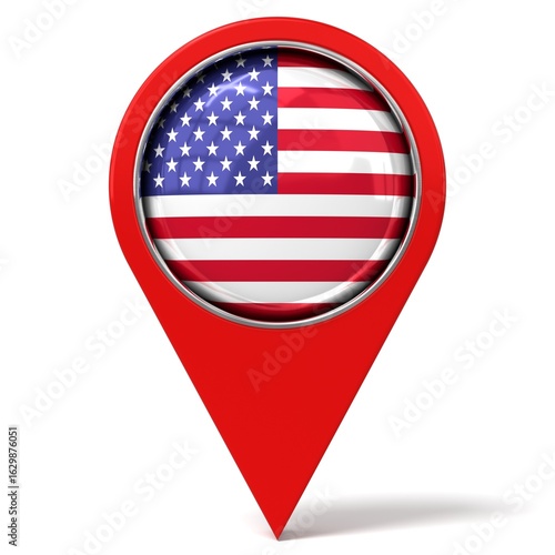 Free Download USA - location pin with flag - 3D illustration - GFXLoad