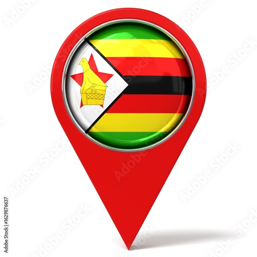 Free Download Zimbabwe - location pin with flag - 3D illustration - GFXLoad