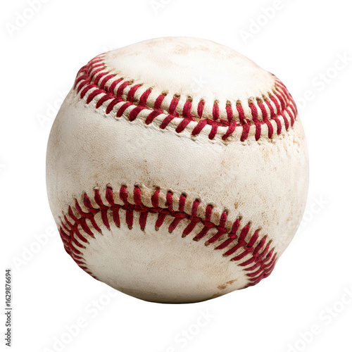 Close-up of a well-used baseball