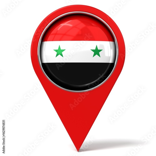 Free Download Syria - location pin with flag - 3D illustration - GFXLoad