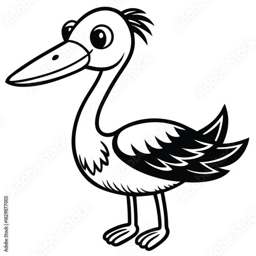 Wading bird with long beak isolated on white background