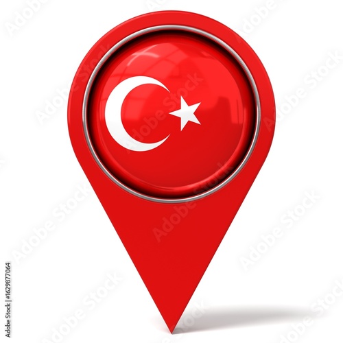Free Download Turkiye - location pin with flag - 3D illustration - GFXLoad