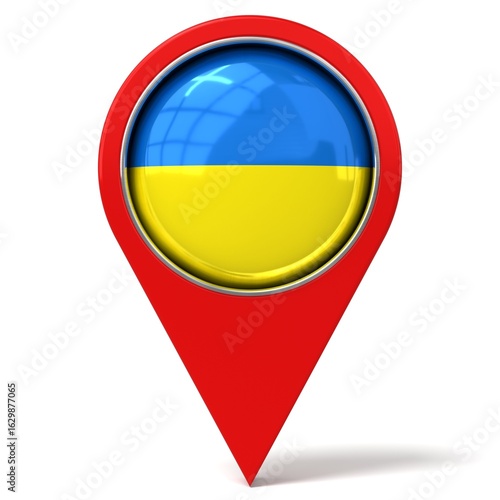 Ukraine - location pin with flag - 3D illustration Free Download Ukraine - location pin with flag - 3D illustration - GFXLoad