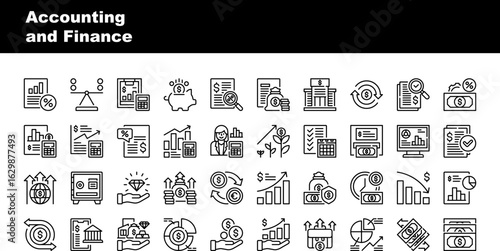 A collection of Accounting and Finance icons. Accounting and Finance icons for businesses, websites, apps, printing, documents, poster designs, and more.
