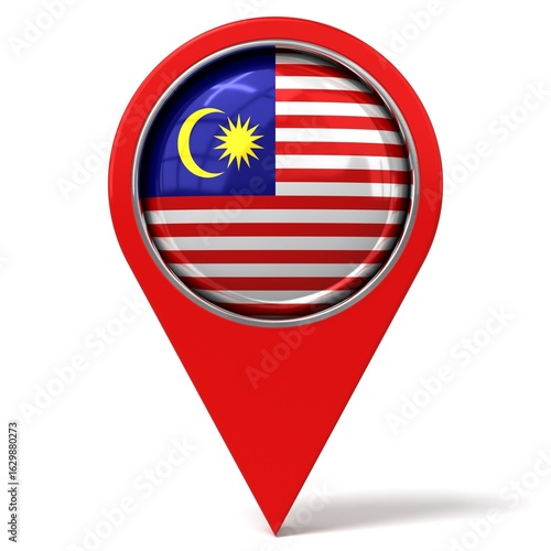 Free Download Malaysia - location pin with flag - 3D illustration - GFXLoad