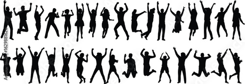 Vector silhouettes of dancers in various poses, showcasing movement, fitness, and grace in a dynamic group setting