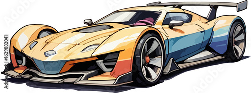 A vintage American automobile isolated on a white background, a perfect illustration for a racing or transportation concept